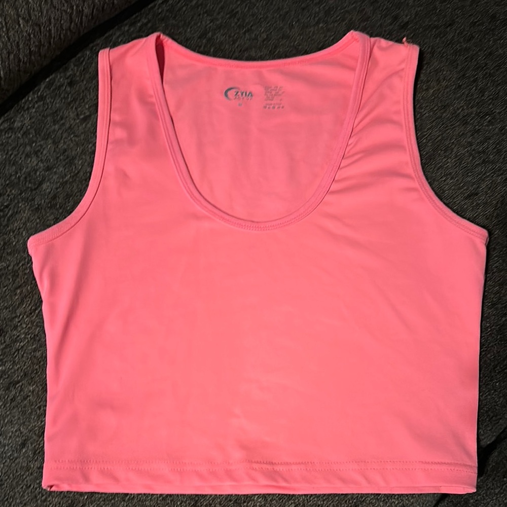 🌙 ZYIA Neon Flamingo Active Crop Tank